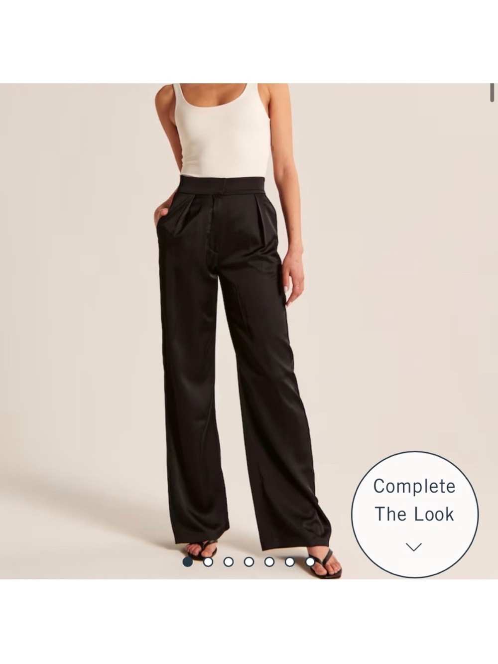 Abercrombie & Fitch Satin Wide leg Tailored Trouser Medium Black work pants